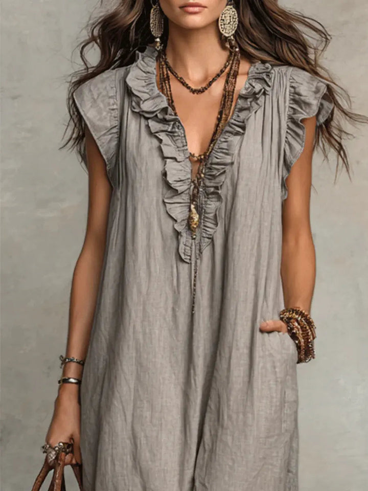 Evelyn | Elegant And Feminine Ruffle V-Neck Maxi Dress 7