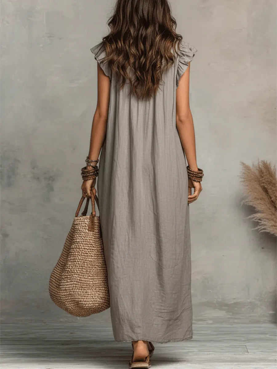 Evelyn | Elegant And Feminine Ruffle V-Neck Maxi Dress 8