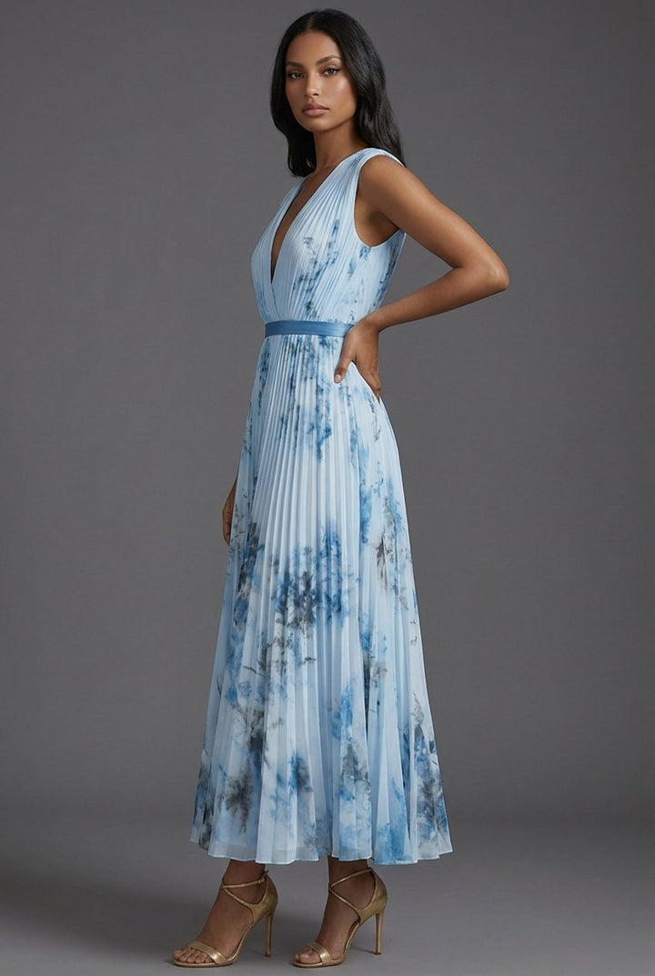 Evelyn | Elegant Pleated Floral Midi Dress 4