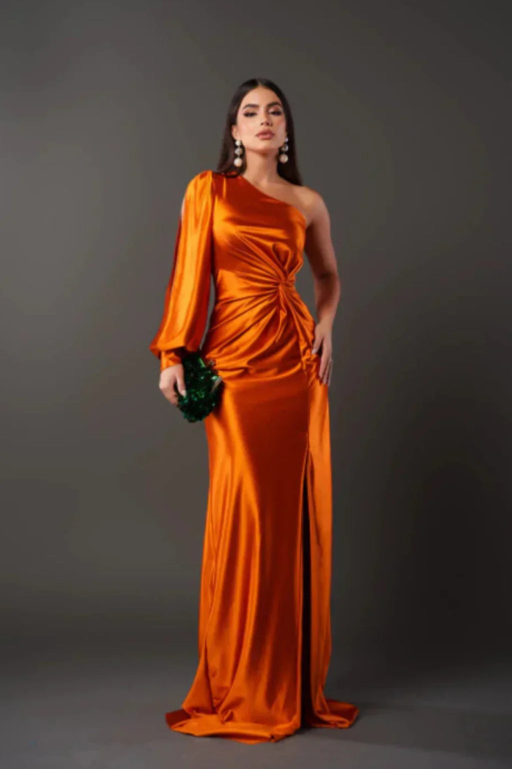 Evi | Elegant, asymmetrical satin dress 10