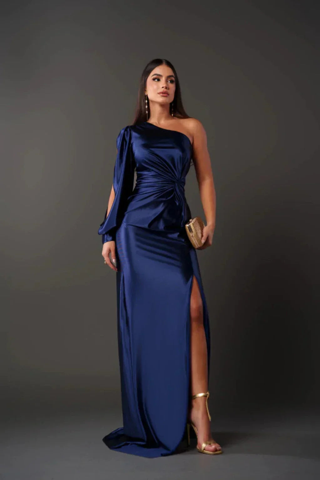 Evi | Elegant, asymmetrical satin dress 15