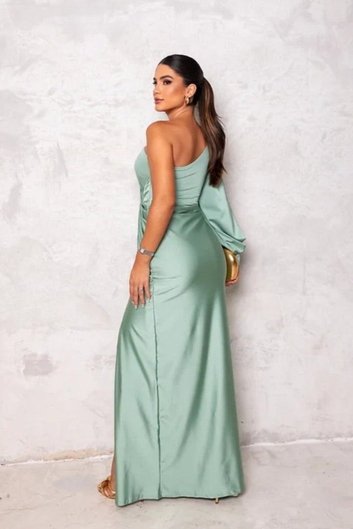 Evi | Elegant, asymmetrical satin dress 5