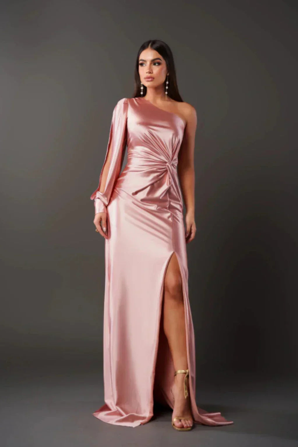 Evi | Elegant, asymmetrical satin dress 7