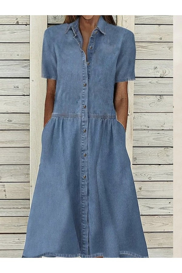 Faith | Elegant Button-Down Collared Midi Shirt Dress 0