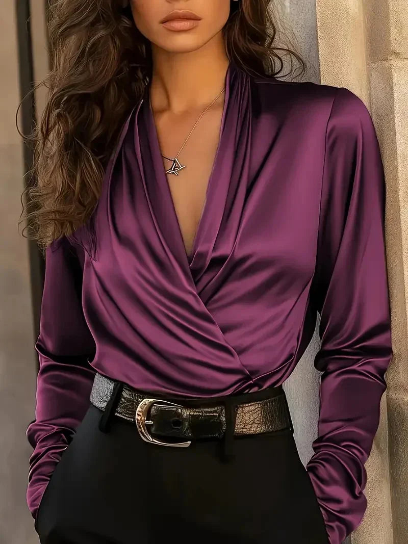 Florence | Elegant And Sophisticated Long-Sleeve Wrap Blouse 2