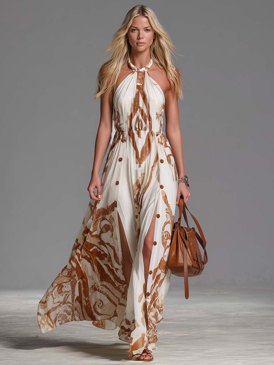 Florence | Elegant Halter Neck Maxi Dress with Side Slits 1
