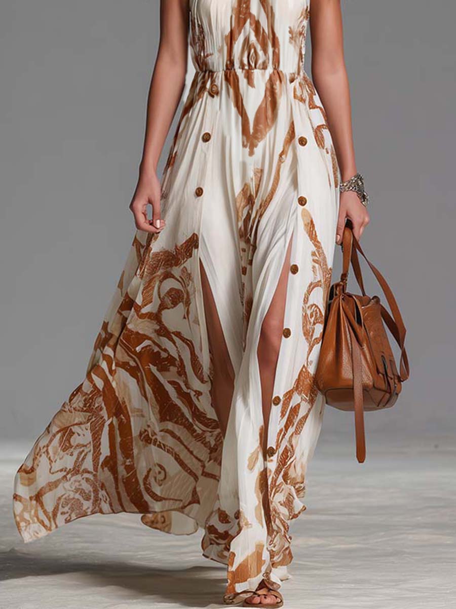 Florence | Elegant Halter Neck Maxi Dress with Side Slits 3