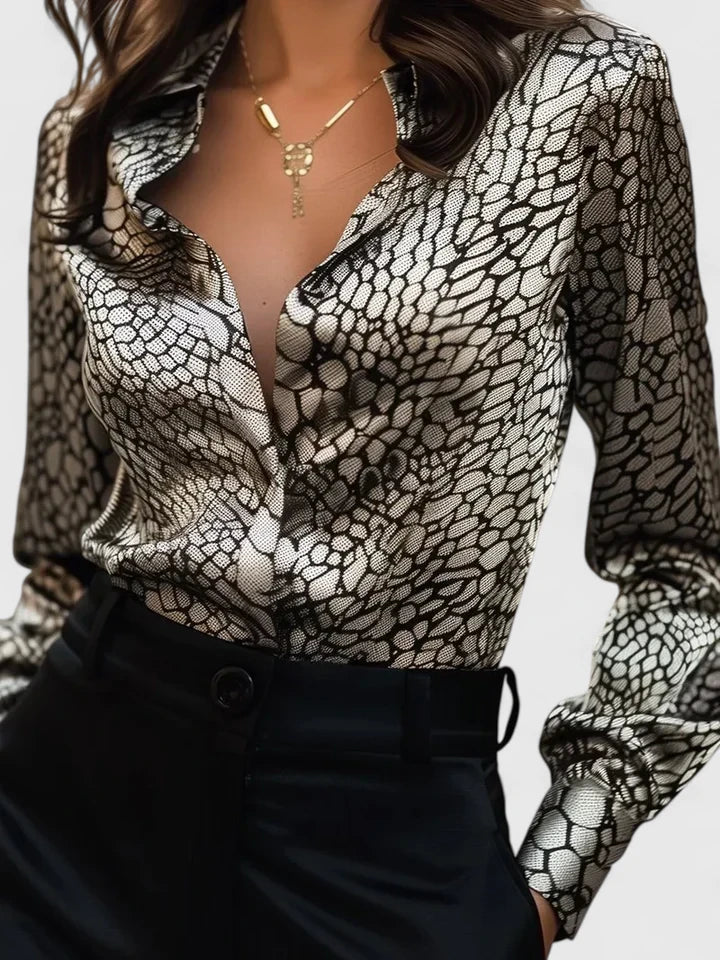 Florence | Stylish Printed long-sleeve collared blouse 2