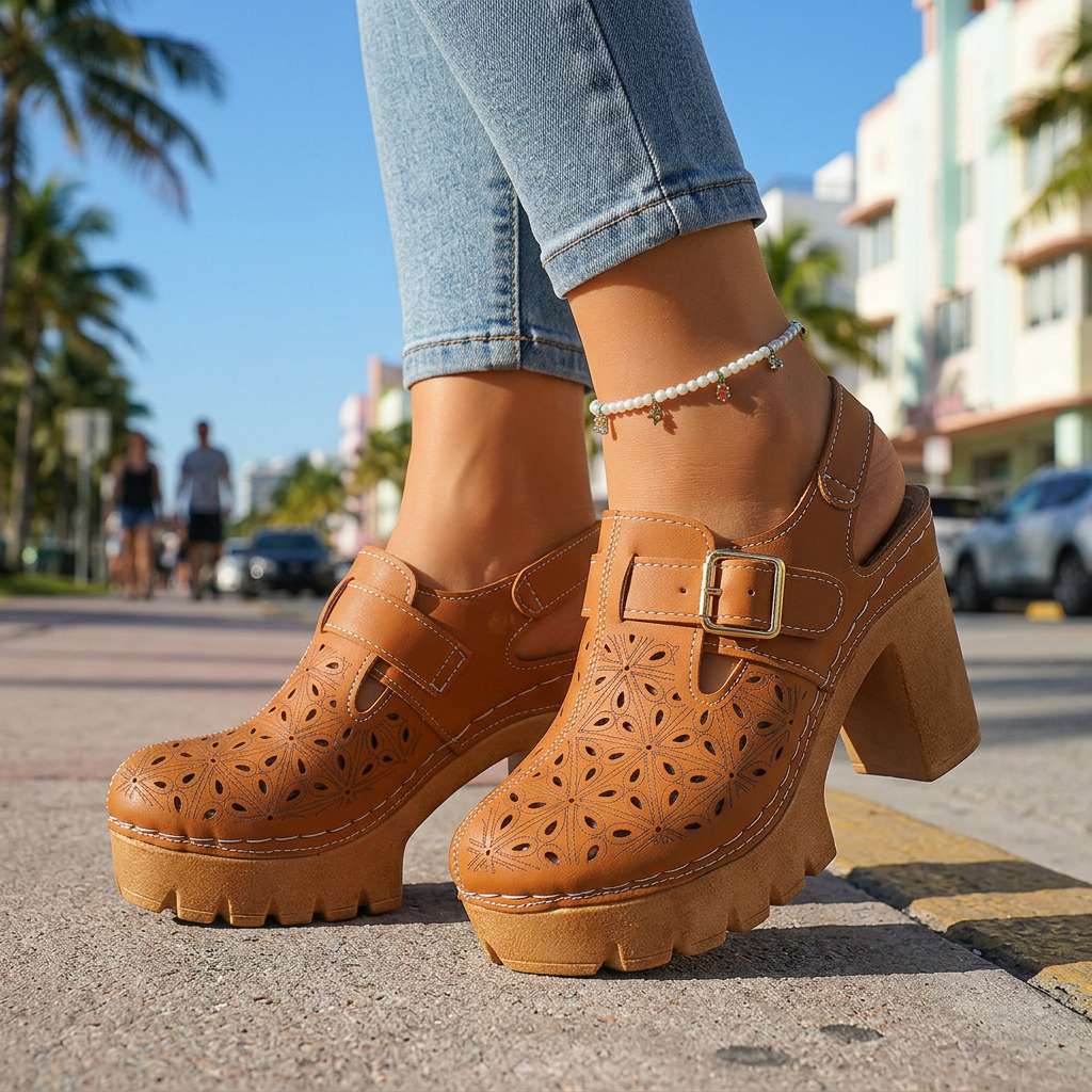 Florian | Clogs for Women Platform Crocs Floral Cutout Comfortable Style 1