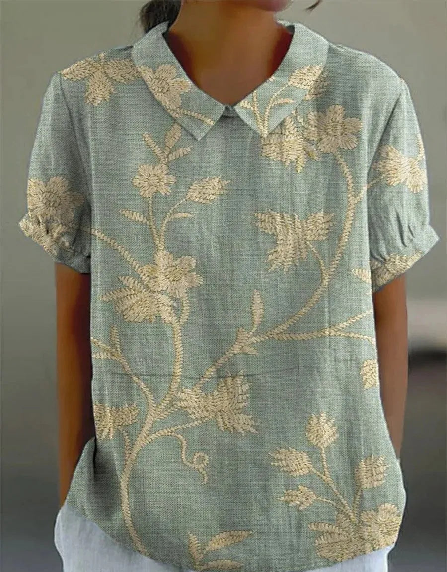 Florien | Long-sleeved blouse with vintage floral print 0