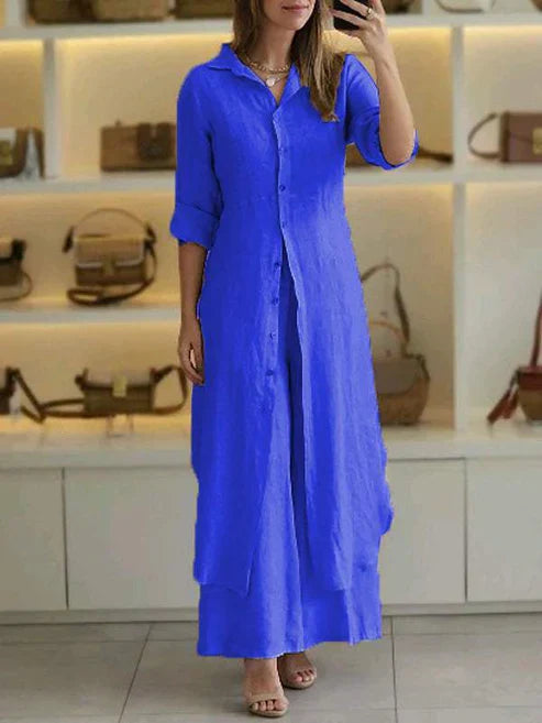 Freida | Elegant & Comfortable Women's Shirt Maxi Dress 0