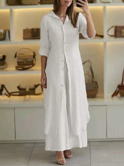 Freida | Elegant & Comfortable Women's Shirt Maxi Dress 1
