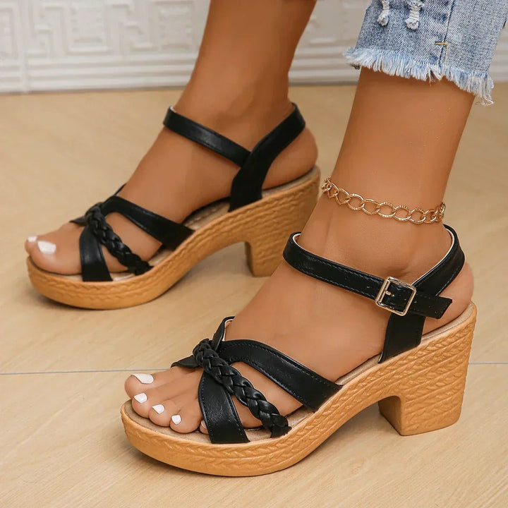 Freya | Elegant Braided Platform Ankle Strap Sandals 0