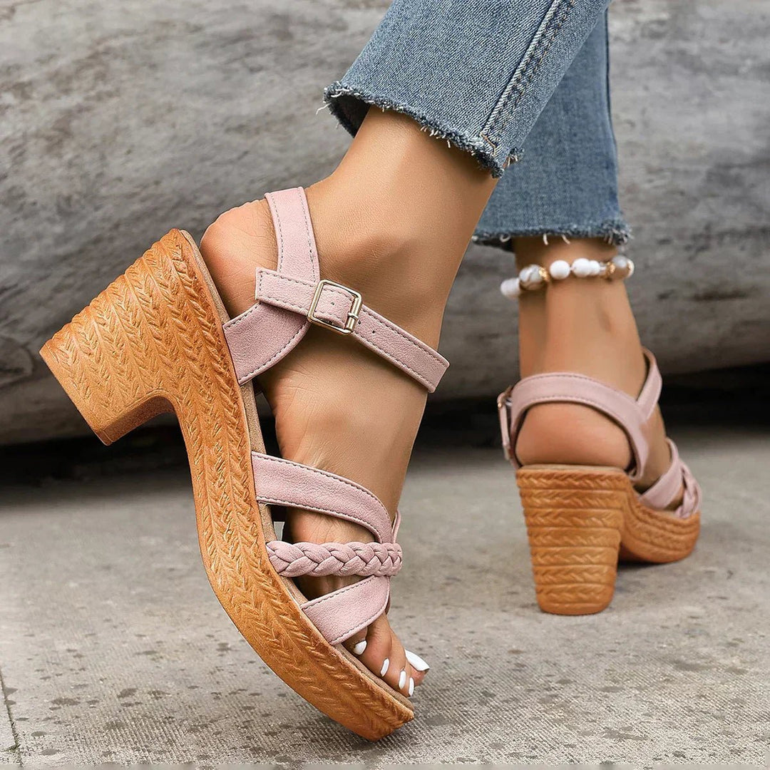 Freya | Elegant Braided Platform Ankle Strap Sandals 3