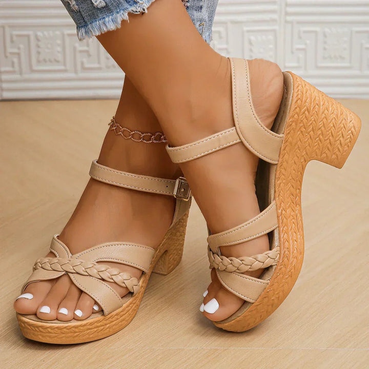 Freya | Elegant Braided Platform Ankle Strap Sandals 4
