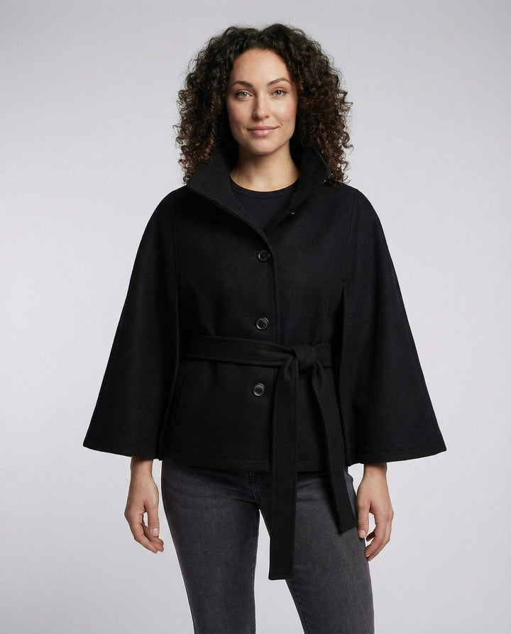 Freya | Elegant High-Collar Belted Wrap Jacket 0