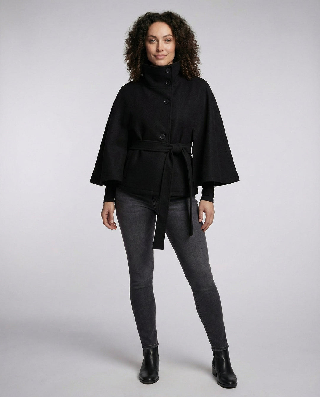 Freya | Elegant High-Collar Belted Wrap Jacket 1
