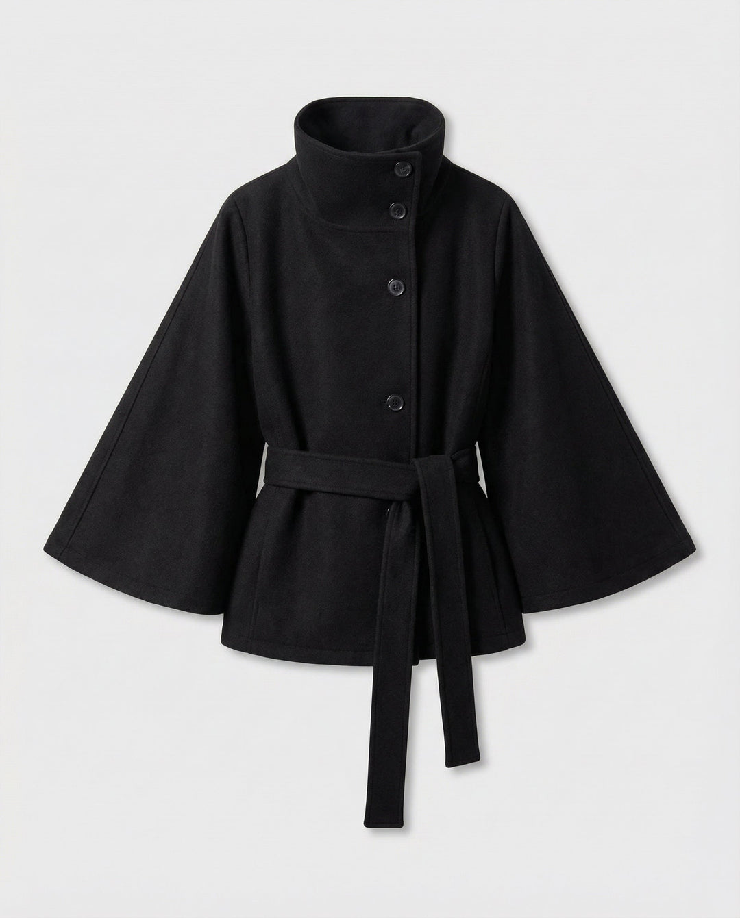 Freya | Elegant High-Collar Belted Wrap Jacket 2