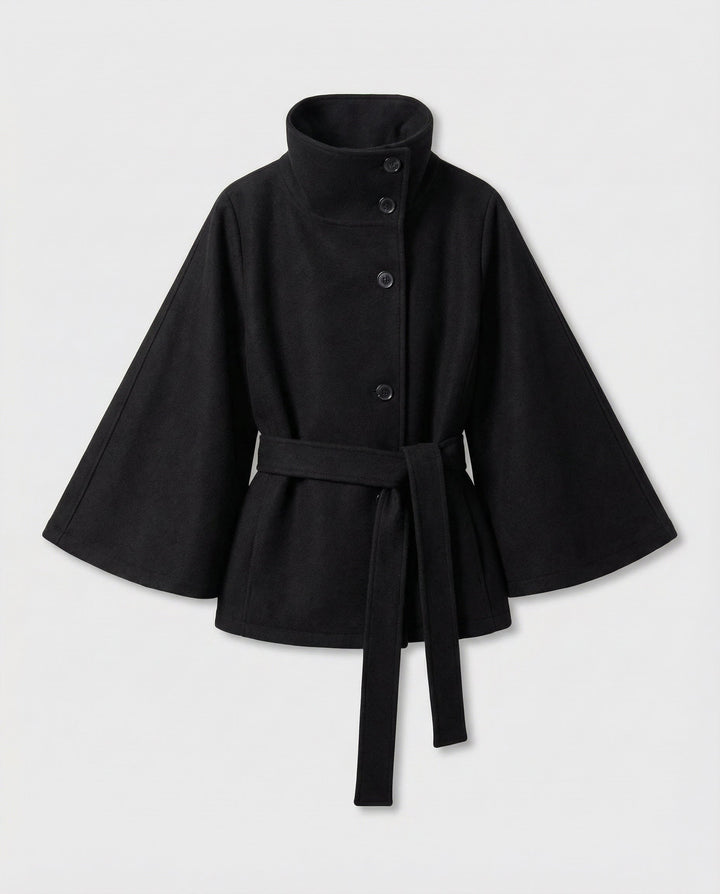 Freya | Elegant High-Collar Belted Wrap Jacket 2