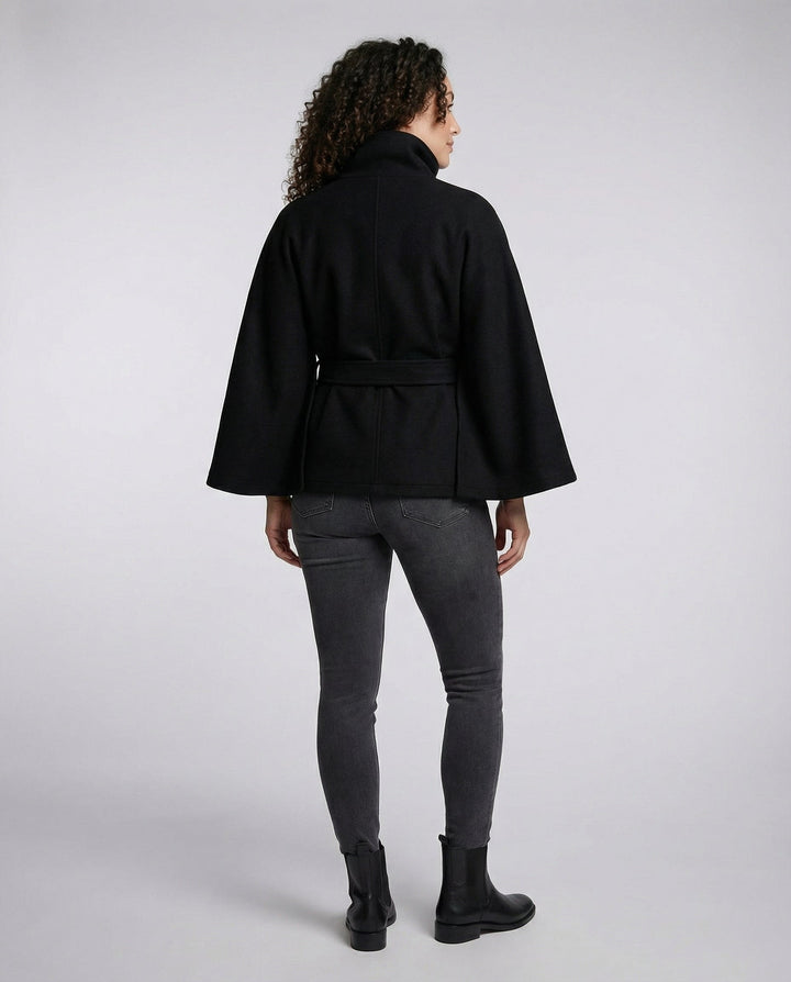 Freya | Elegant High-Collar Belted Wrap Jacket 3