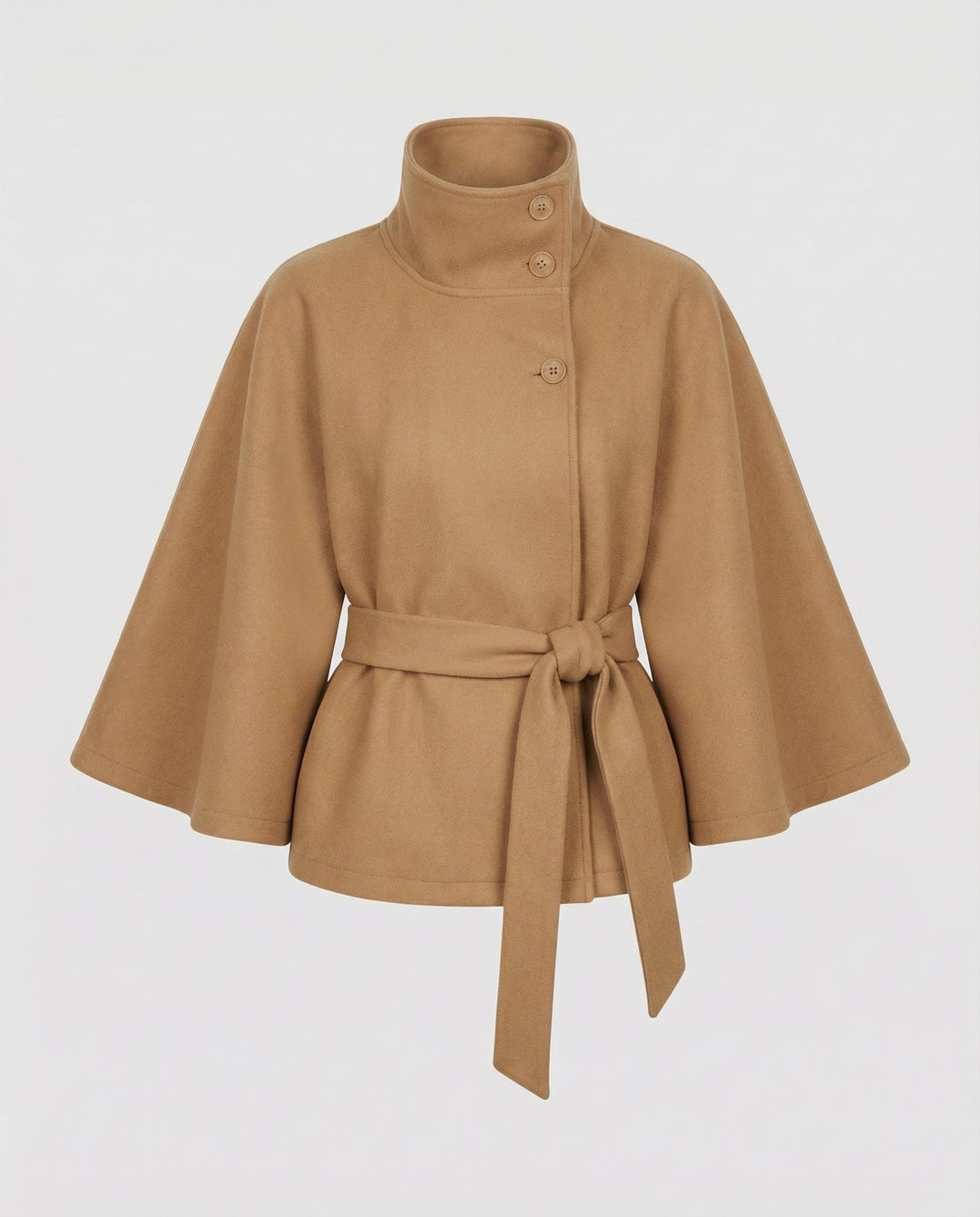 Freya | Elegant High-Collar Belted Wrap Jacket 5