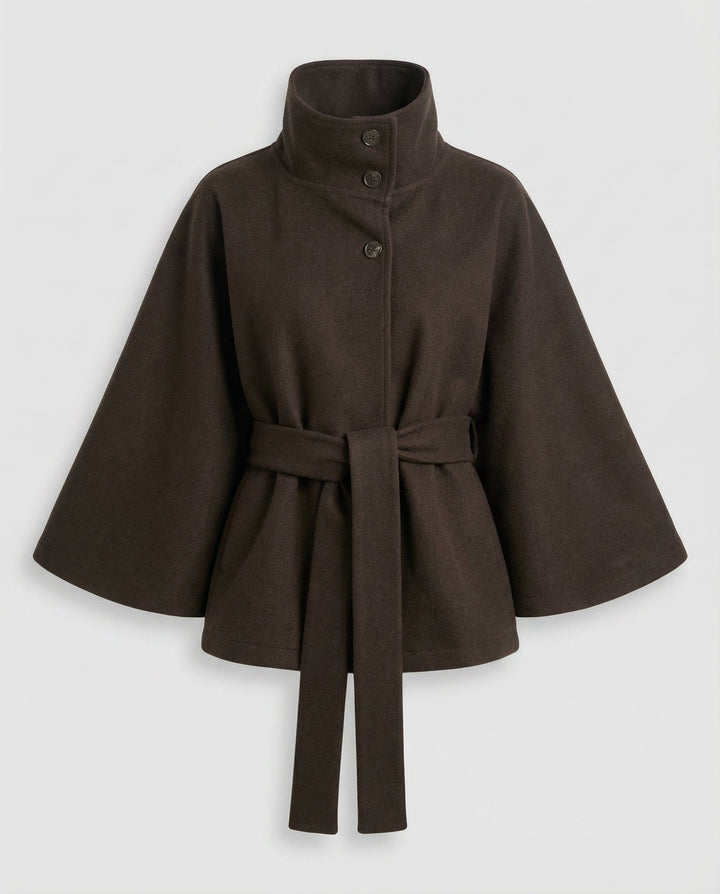 Freya | Elegant High-Collar Belted Wrap Jacket 6