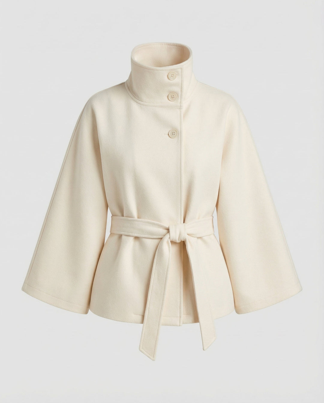Freya | Elegant High-Collar Belted Wrap Jacket 7