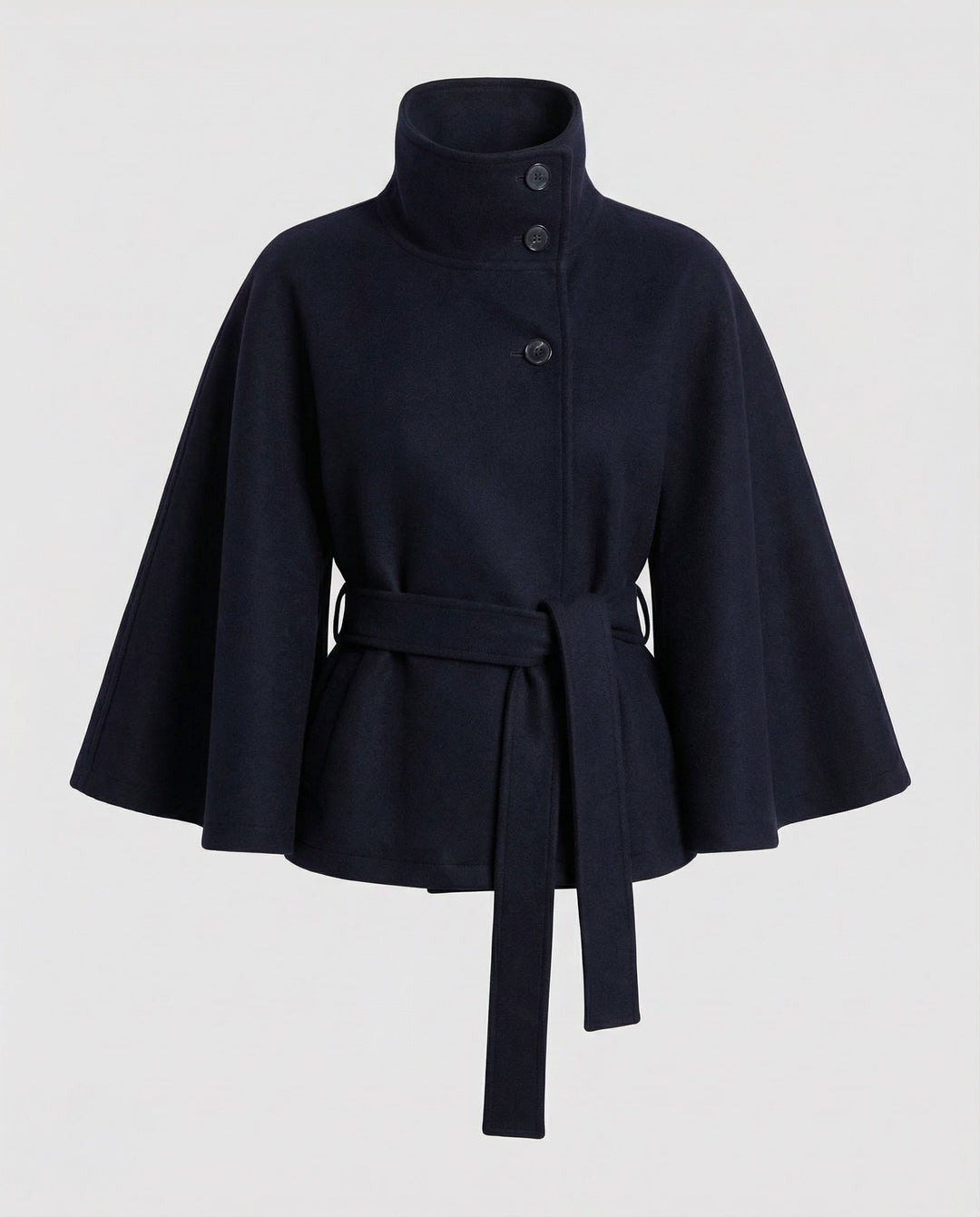 Freya | Elegant High-Collar Belted Wrap Jacket 8