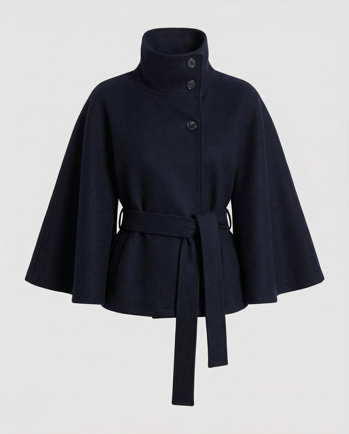 Freya | Elegant High-Collar Belted Wrap Jacket 8