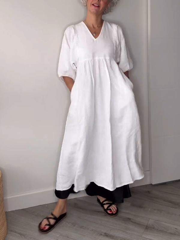 Froukje | Elegant midi dress with V-neck 2