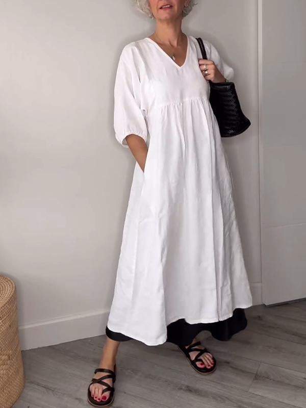 Froukje | Elegant midi dress with V-neck 3
