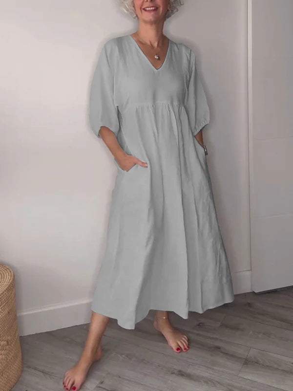 Froukje | Elegant midi dress with V-neck 7