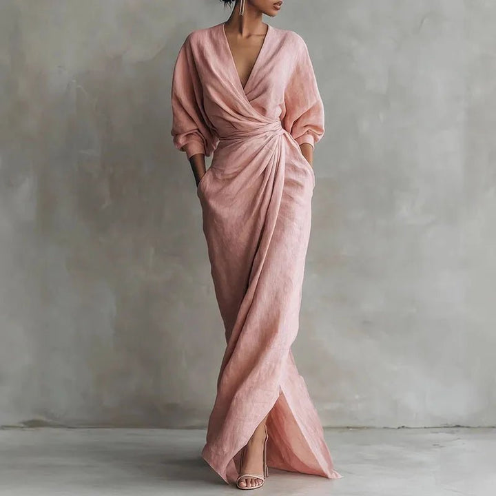Gianna | Elegant And Formfitting Long-Sleeve Maxi Wrap Dress 0