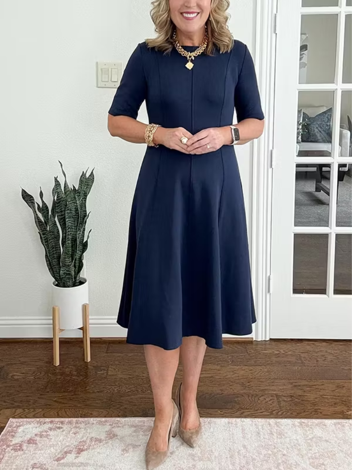Giselle | Elegant And Flowing Half-Sleeve Midi Dress 0