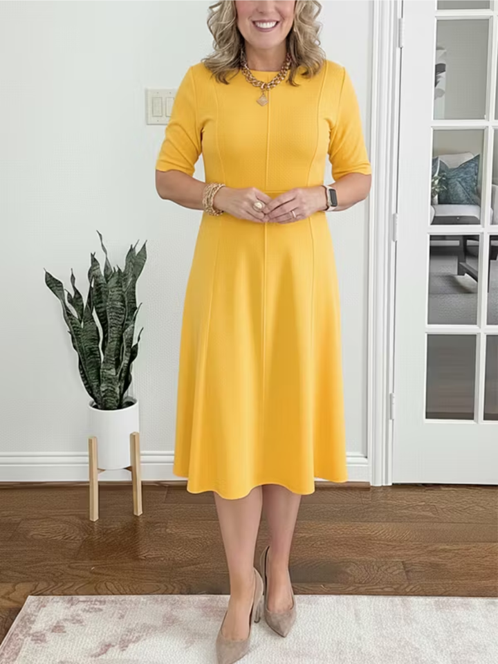 Giselle | Elegant And Flowing Half-Sleeve Midi Dress 1