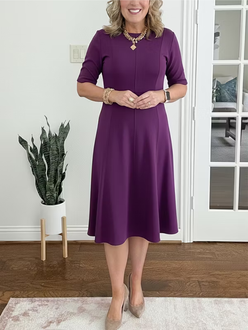 Giselle | Elegant And Flowing Half-Sleeve Midi Dress 3