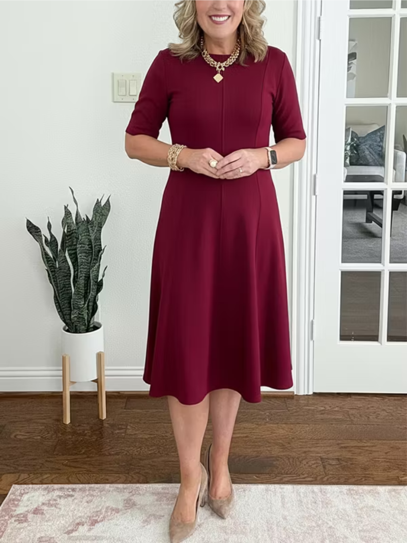 Giselle | Elegant And Flowing Half-Sleeve Midi Dress 7