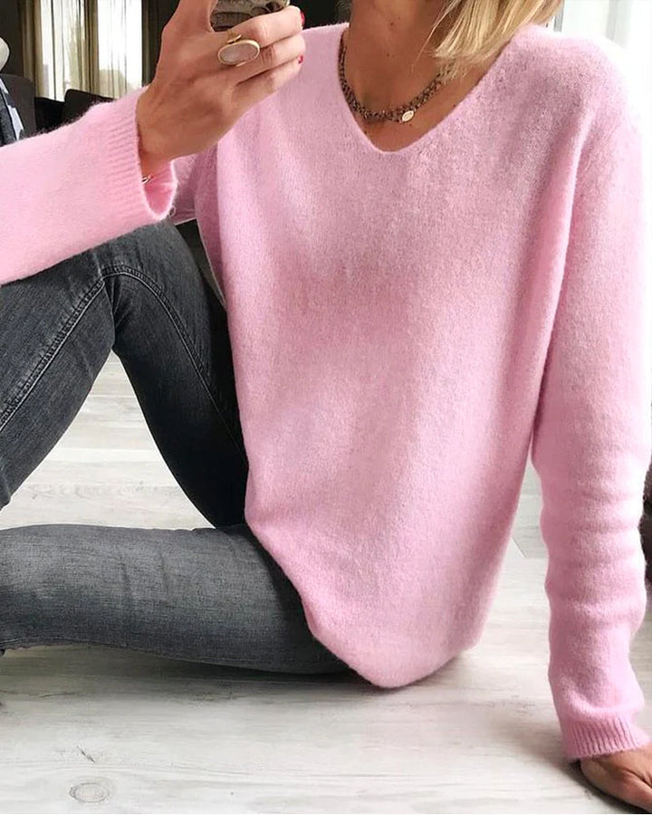 Grace | Cozy & Elegant V Neck Long Sleeve Sweater 0