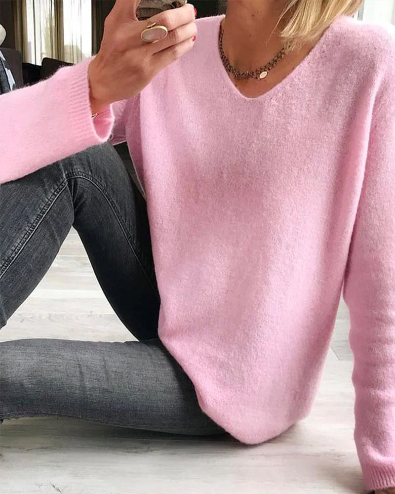 Grace | Cozy & Elegant V Neck Long Sleeve Sweater 1