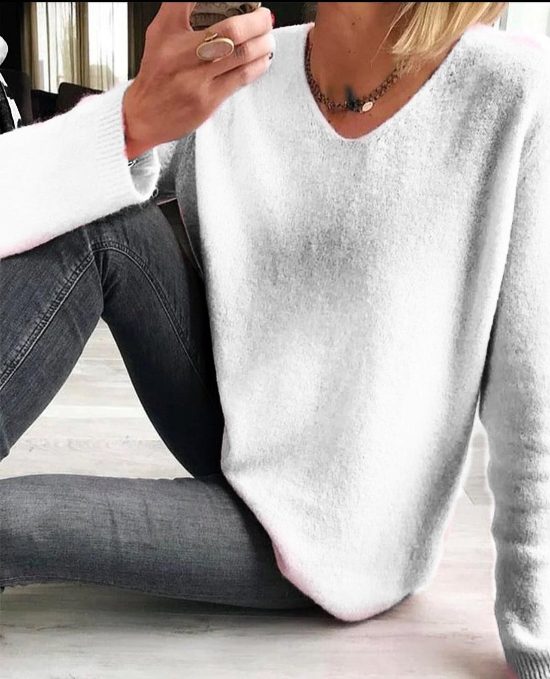 Grace | Cozy & Elegant V Neck Long Sleeve Sweater 6