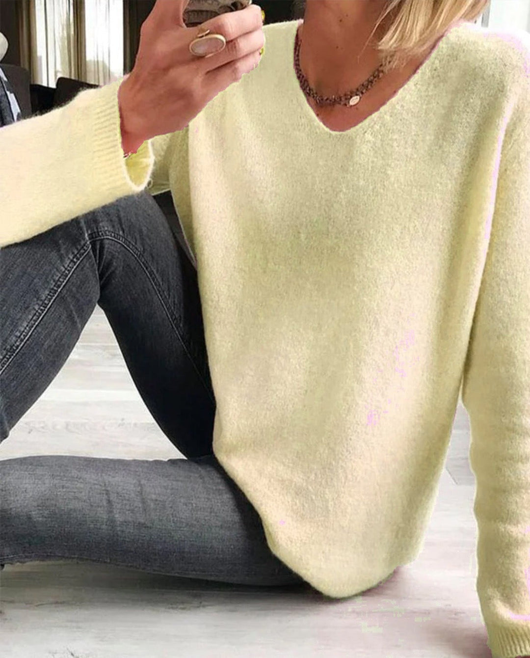 Grace | Cozy & Elegant V Neck Long Sleeve Sweater 8