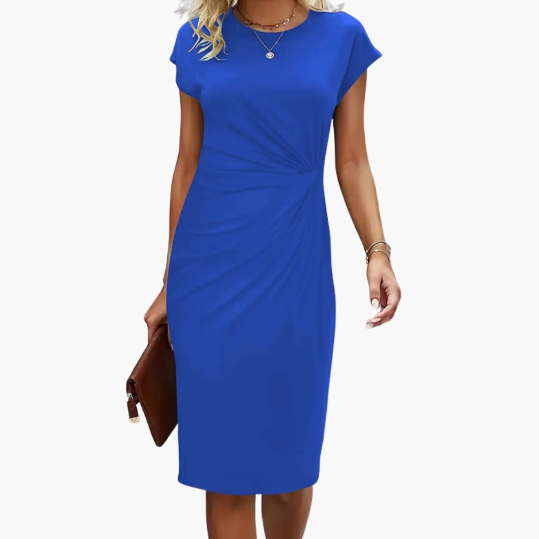 Grace | Elegant Round Neck Fitted Waist Midi Dress 2