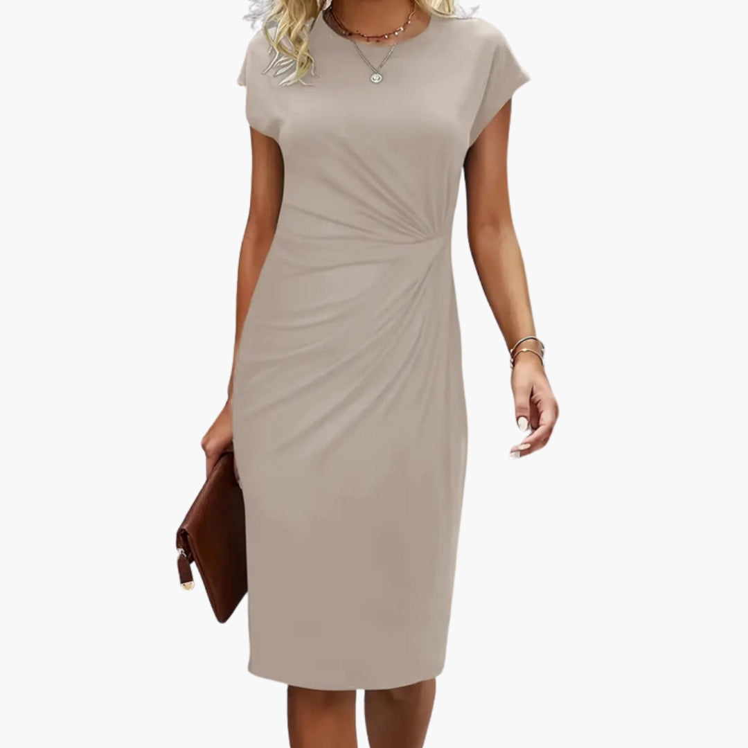 Grace | Elegant Round Neck Fitted Waist Midi Dress 4