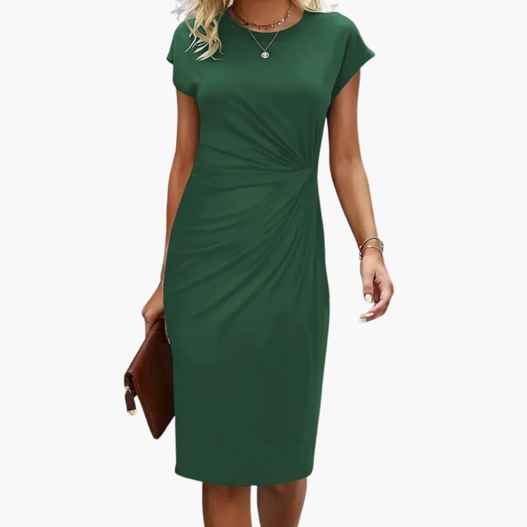 Grace | Elegant Round Neck Fitted Waist Midi Dress 5