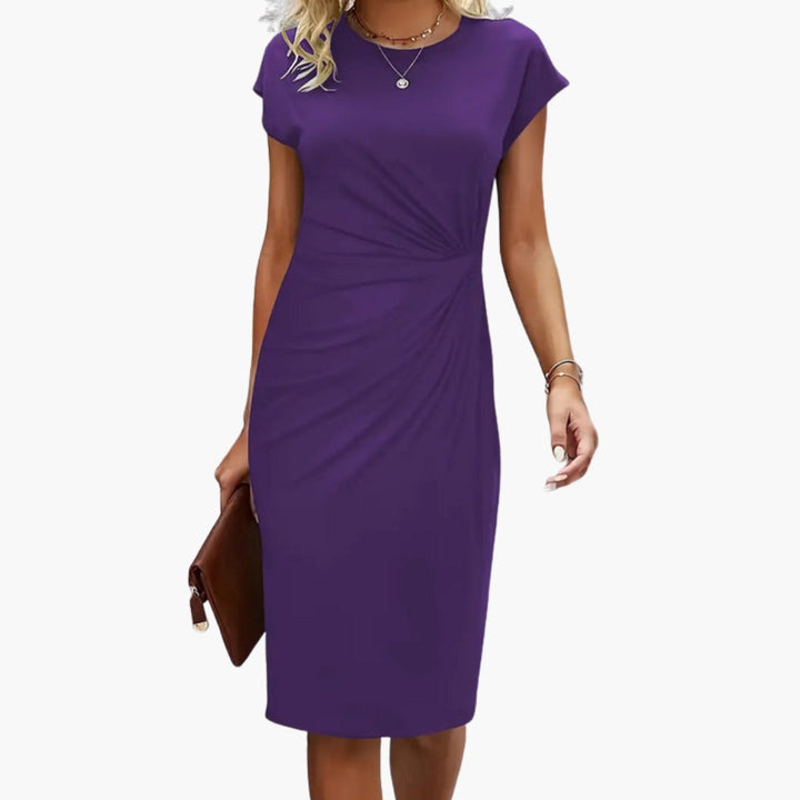 Grace | Elegant Round Neck Fitted Waist Midi Dress 7