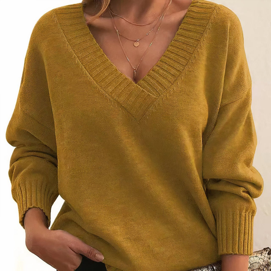 Grace | Luxurious V-Neck Cashmere Blend Knit Sweater 6