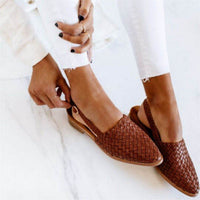 Penelope | Leather Woven Pointed-Toe Slingback Comfortable Sandals