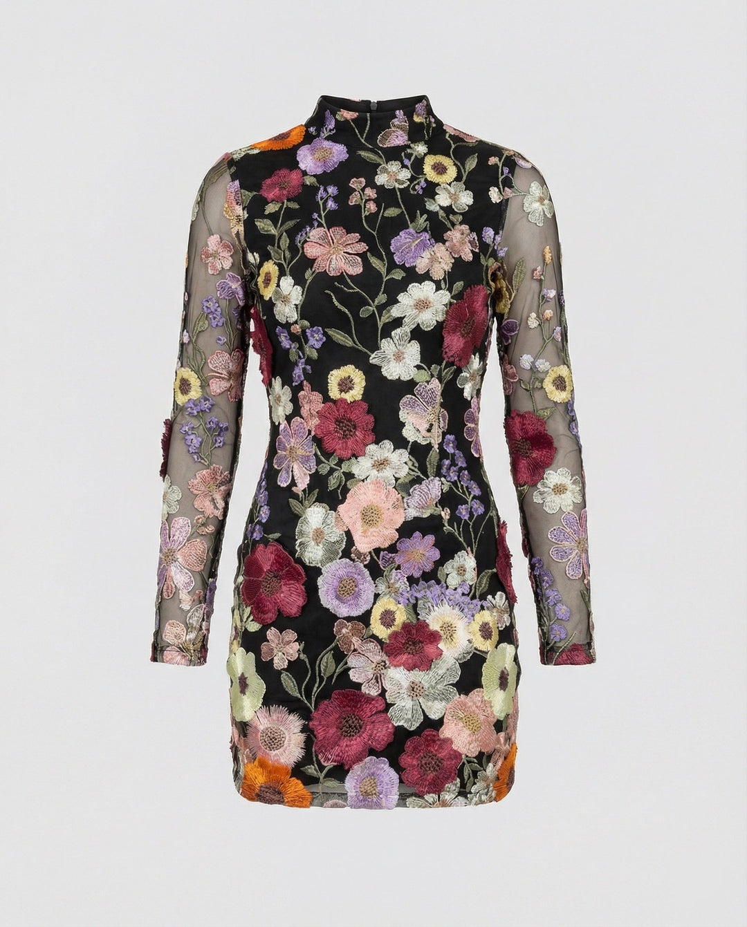 Harper | Elegant High-Neck Embroidered Mini Dress 4