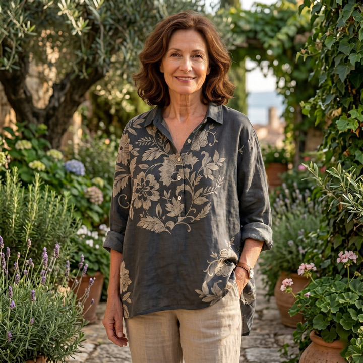 Harper | Elegant and Breathable Linen Floral Blouse 1