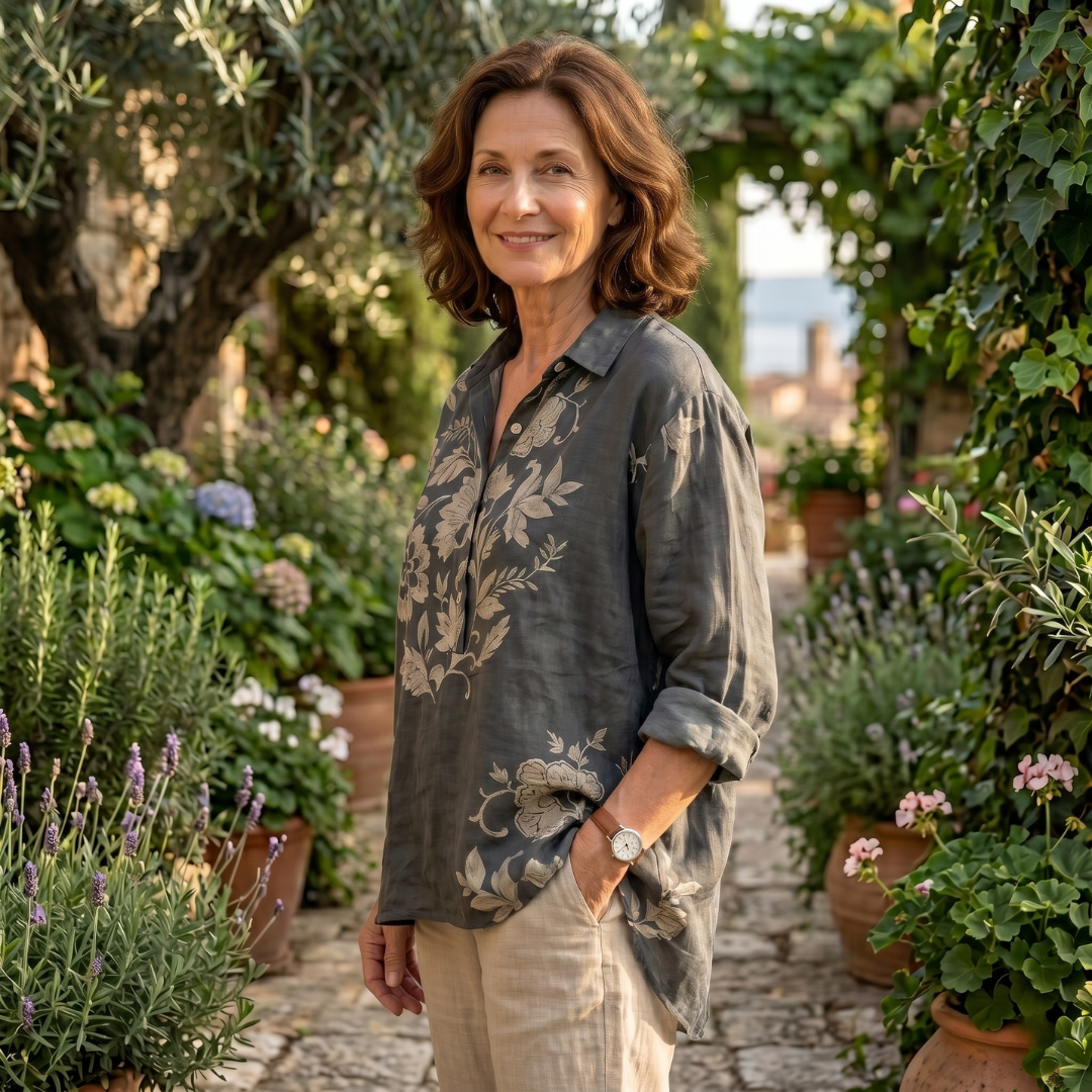 Harper | Elegant and Breathable Linen Floral Blouse 2
